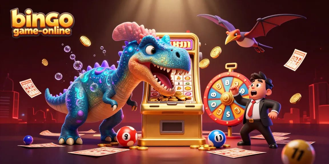Experience thrilling jackpot wins with jackpot bingo at bingo-game-online, featuring unique 3D dinosaur characters.