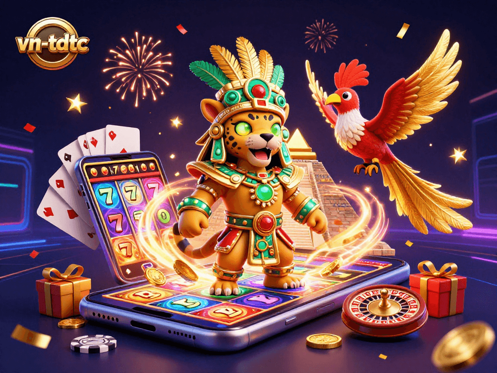 Engage with vn-tdtc's vibrant casino world featuring slot games and festive excitement.