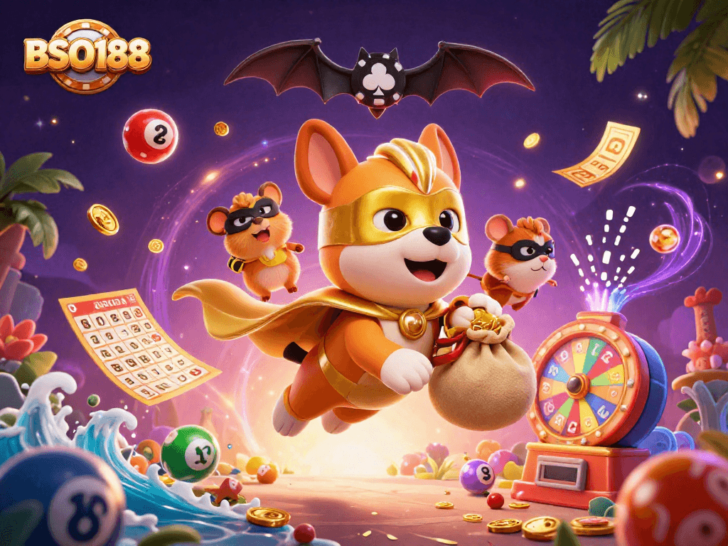 Join the adventure with BSO188 as our superhero dog and sidekick hamster engage in thrilling gambling action!