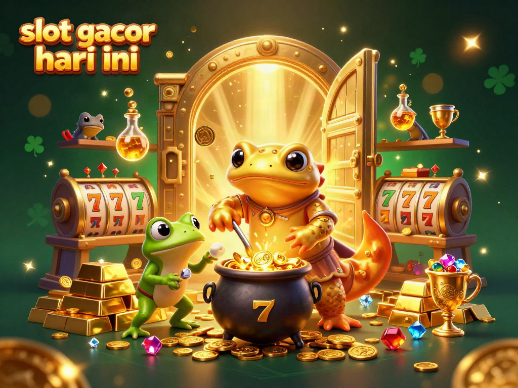 Experience the thrill of slot gacor hari ini with a dazzling scene of golden alchemists surrounded by treasures