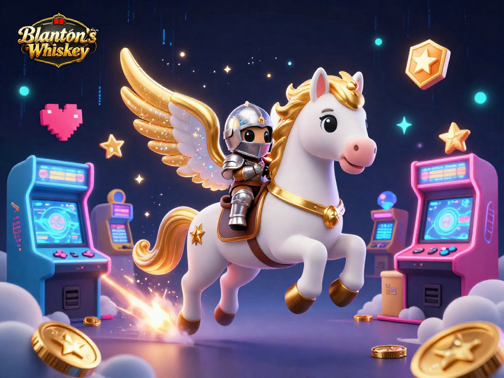 Experience Blanton's Whiskey in a vibrant casino-themed 3D scene with dynamic game elements.
