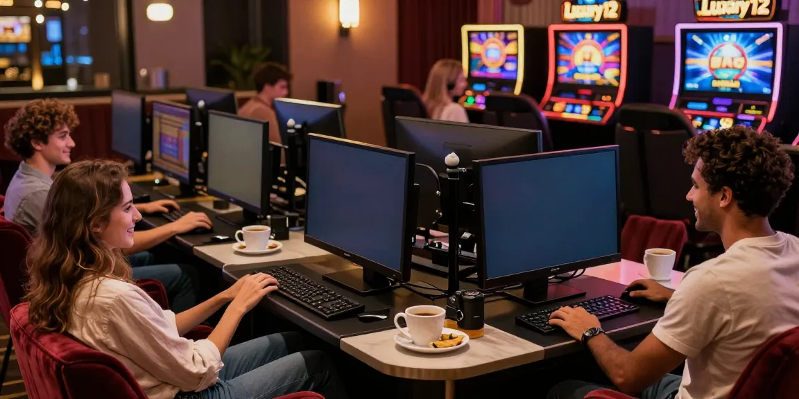 Luxury12 players enjoying thrilling slot games in a stylish lounge environment.