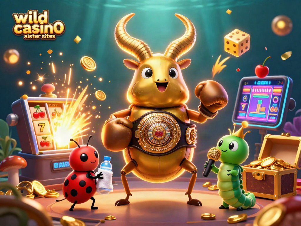 Engage with wild casino sister sites, showcasing vibrant characters and casino elements in a rich 3D scene.