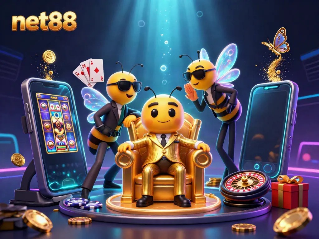 Experience thrilling gameplay with net88 amidst colorful slot games and captivating characters.