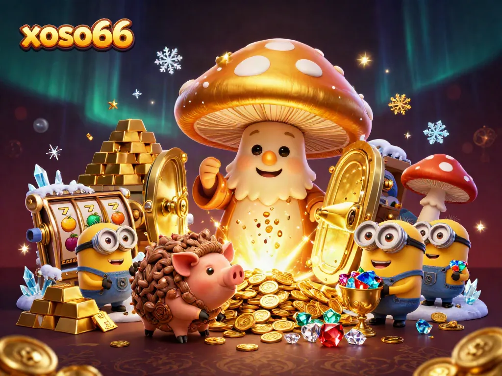 Spin the xoso66 slots with magic treasures in a vibrant casino scene entrancing players.