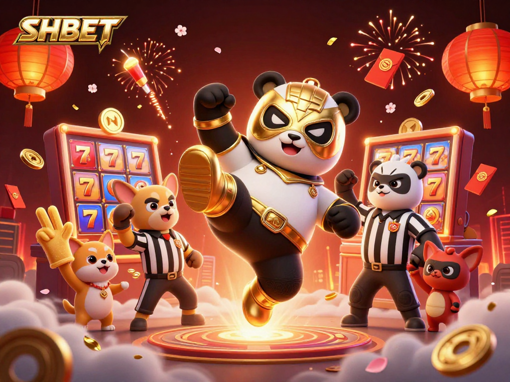 Experience SHBET with lively characters and vibrant casino elements in this 3D illustration.