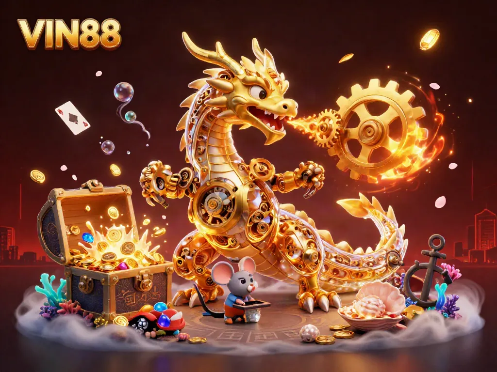 Engage with VIN88's thrilling adventure featuring a golden dragon and underwater treasures