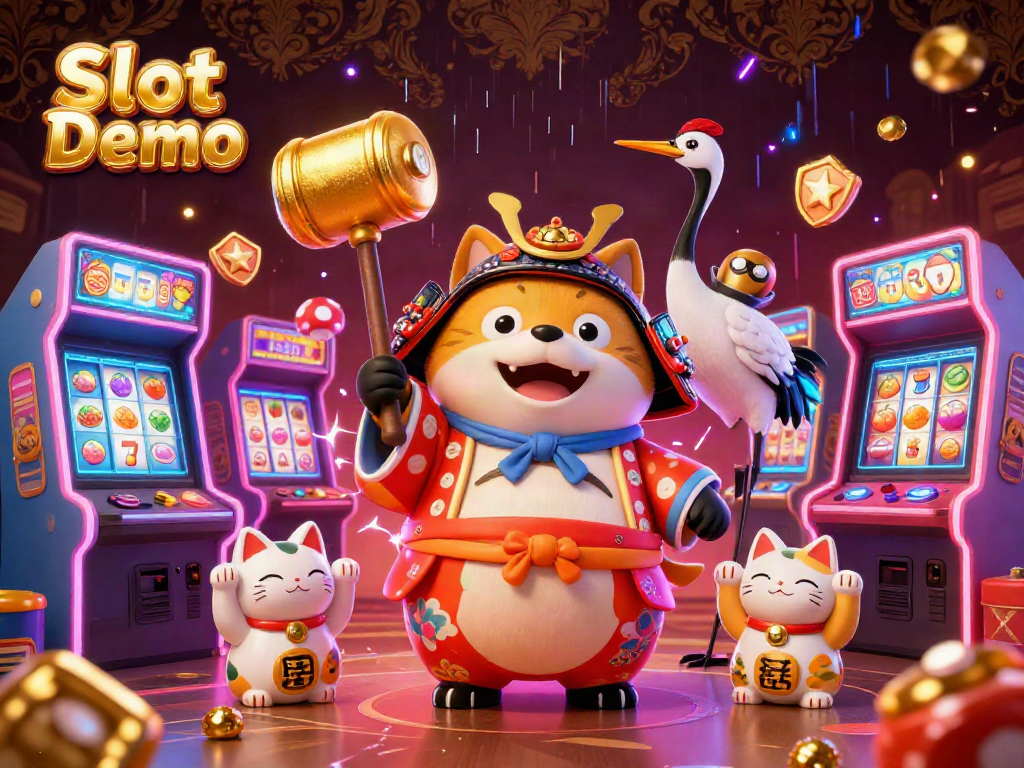 Experience thrilling Slot Demo action with colorful characters and casino symbols in a vibrant 3D illustration.