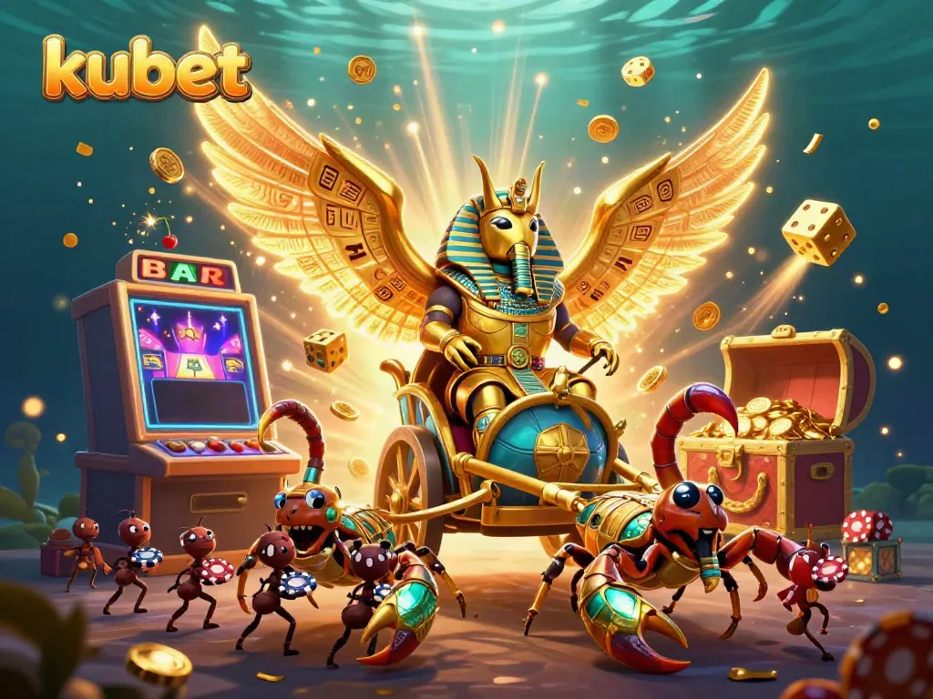 Engage with kubet's thrilling casino experience featuring vibrant slot machine explosions and charismatic characters.