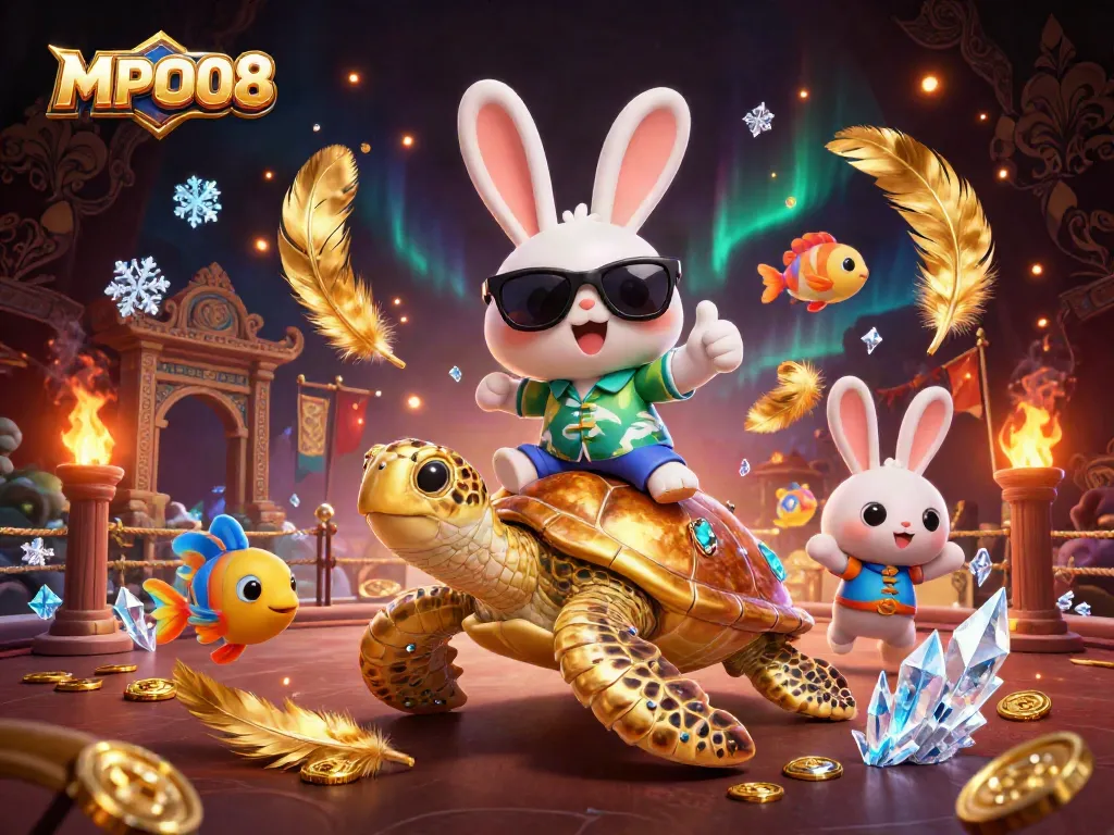 Experience fun with MPO08 in an exciting casino scene featuring vibrant characters and dynamic game elements.