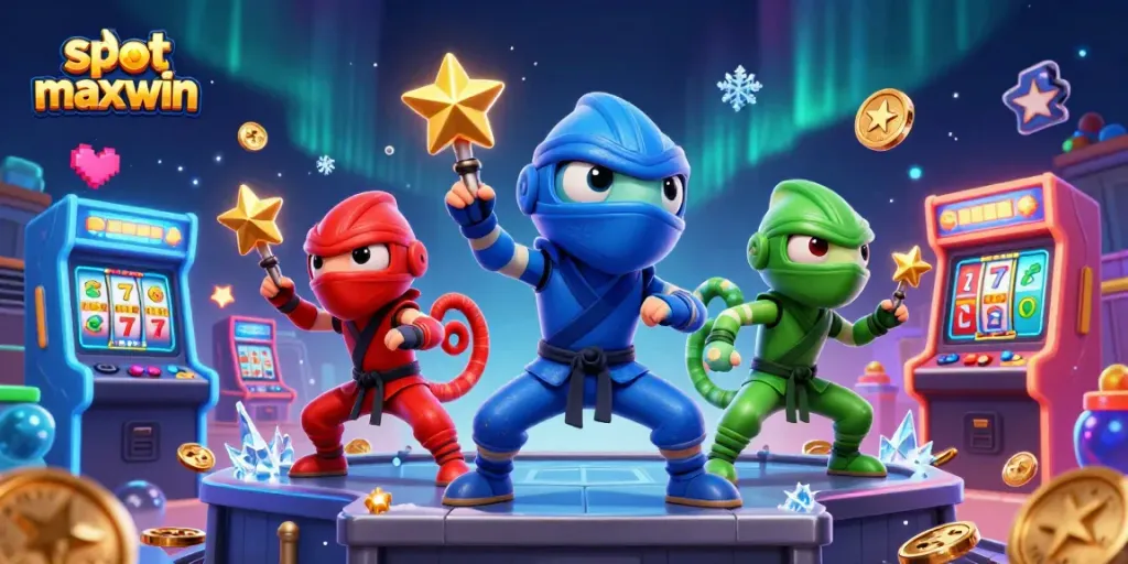 Experience the thrill of slot maxwin with vibrant chameleons in a dynamic gaming scene.