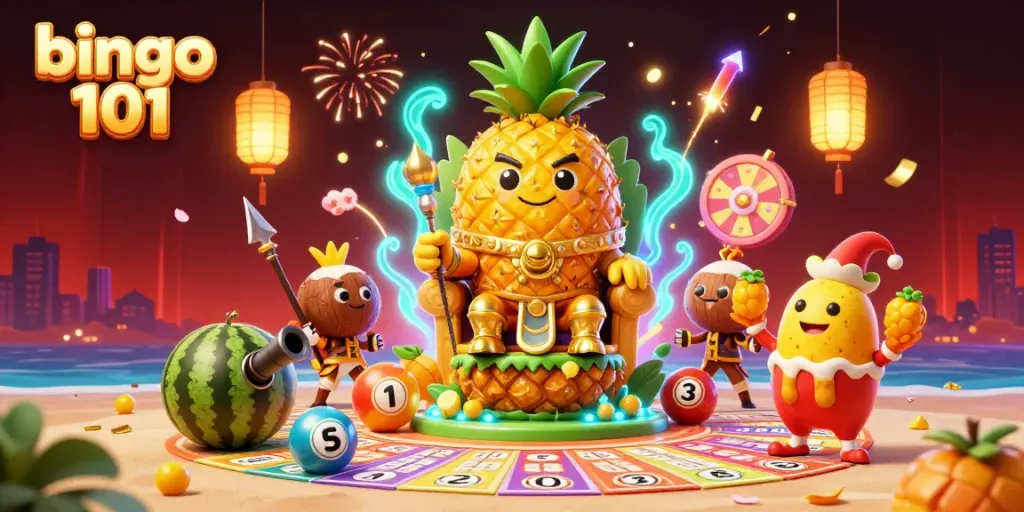 Tingkatkan pengalaman bermain bingo 101 dengan tema kasino yang meriah dan elemen permainan menarik.