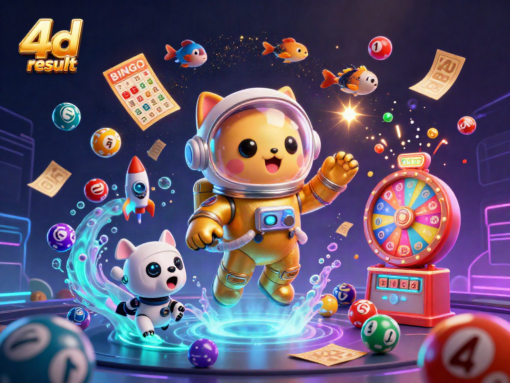 Engage with the excitement of 4d result in this vibrant lottery-themed illustration.