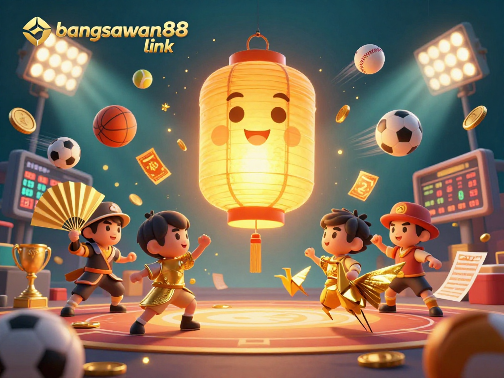 Exciting sports betting action at bangsawan88 link, featuring dynamic gaming elements and vibrant characters.