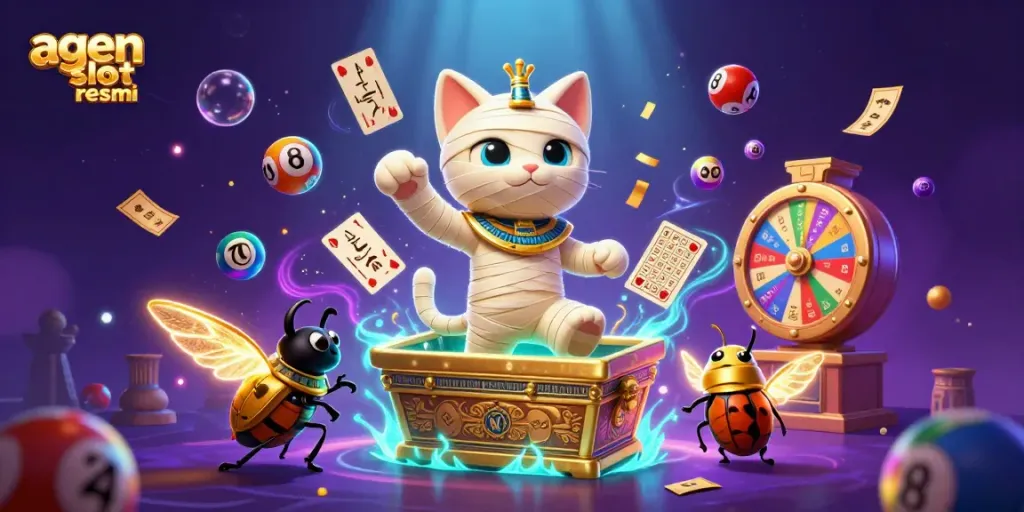 Menghadirkan agen slot resmi dengan kucing mummy 3D memukau saat muncul dari sarkofagus emas di kasino piramida.