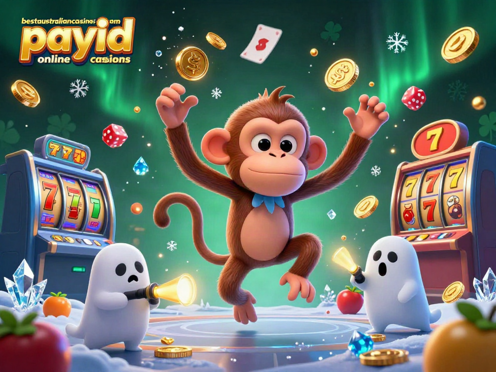 Experience the excitement at bestaustraliancasinosites.com payid online casinos featuring a playful poltergeist monkey.