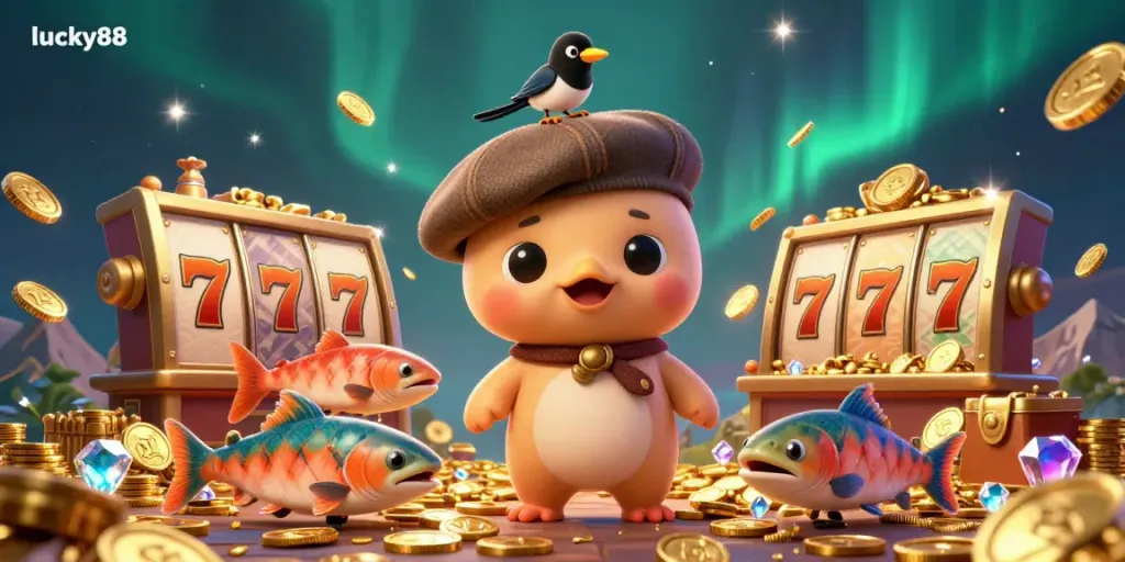 Experience the thrilling world of lucky88 slots with playful characters and sparkling treasures.