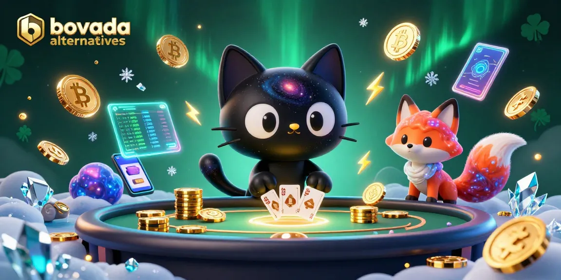 Engage with exciting bovada alternatives through this vibrant cosmic casino scene featuring a black hole cat.