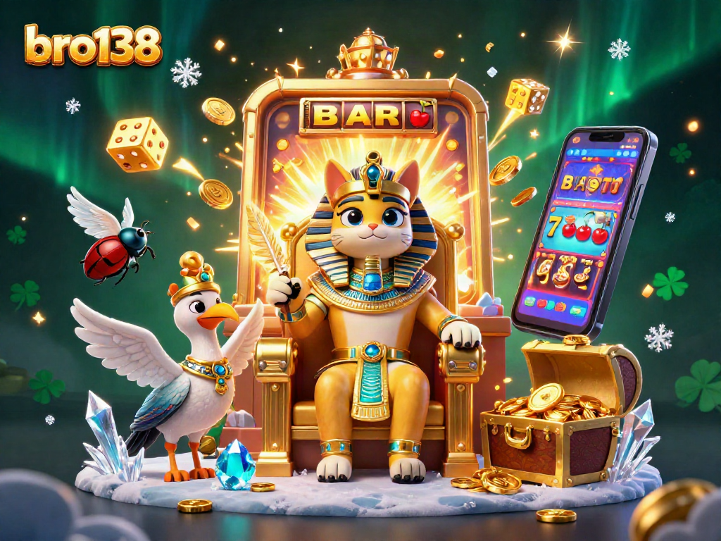 Experience vibrant casino action with bro138 showcasing a dynamic jackpot scene featuring iconic symbols.
