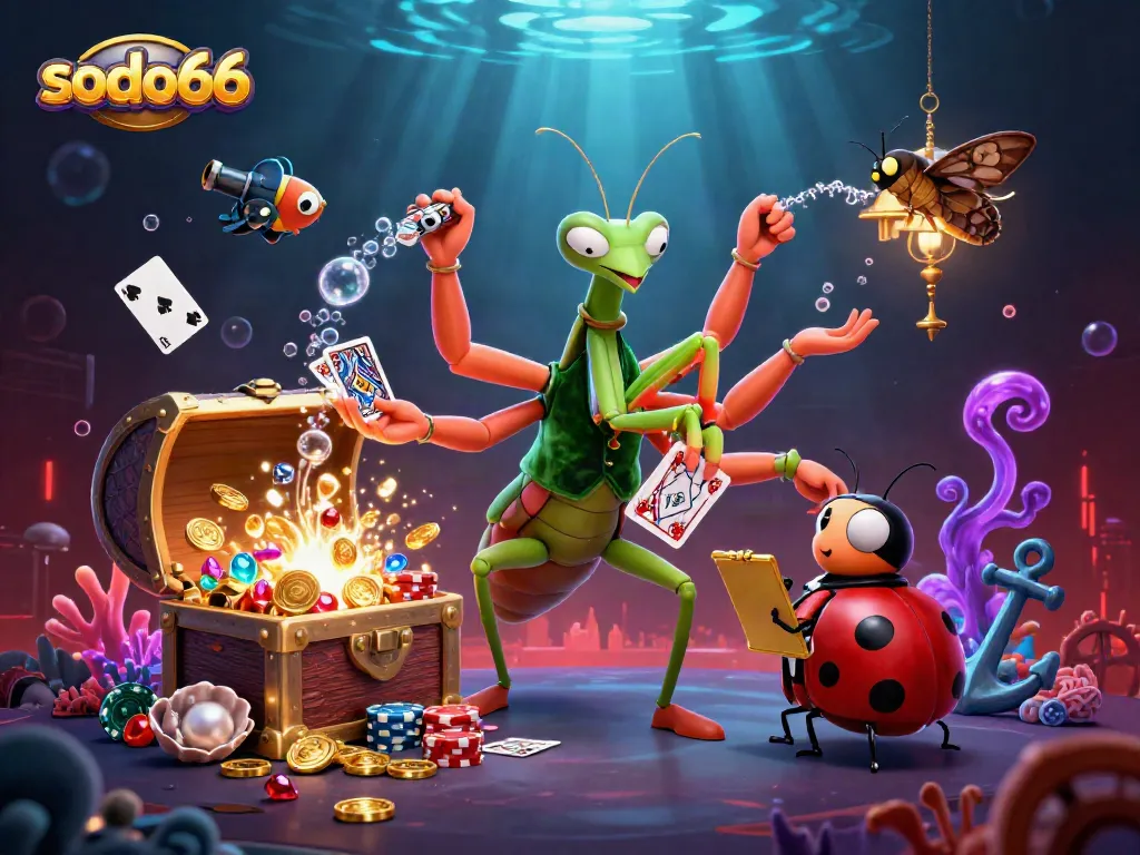 Engage with sodo66 in a vibrant casino scene featuring a card sharp and detailed gaming elements.