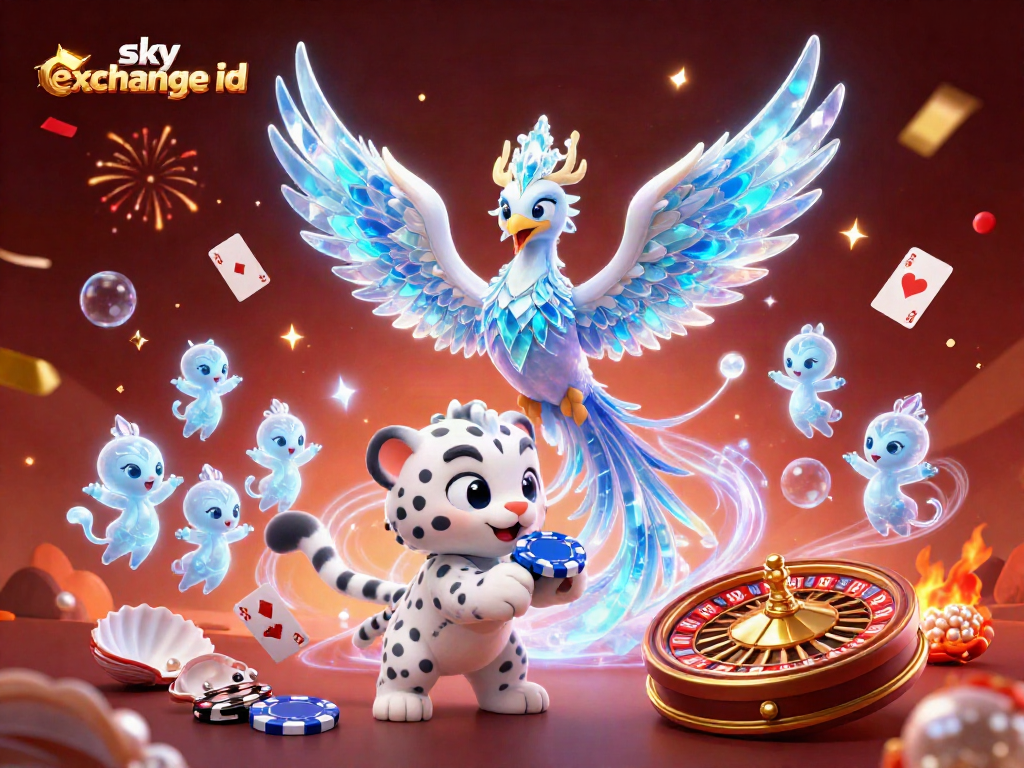 Experience thrilling betting with sky exchange id, featuring a vivid 3D phoenix and casino elements.