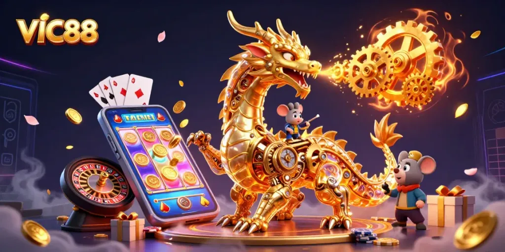 Engage with VIC88's vibrant online casino featuring slot games and golden riches.