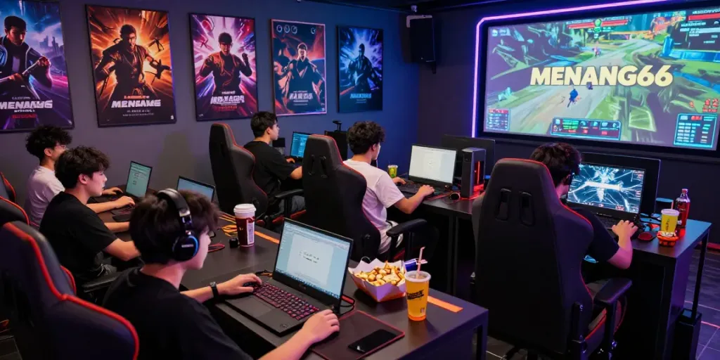 Penggemar MENANG66 bermain game online bersama dalam suasana ceria.