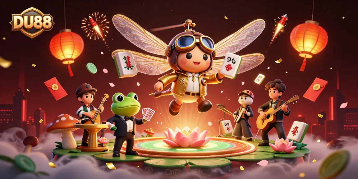 Engage with DU88's vibrant casino world featuring a dragonfly pilot and frog croupier!