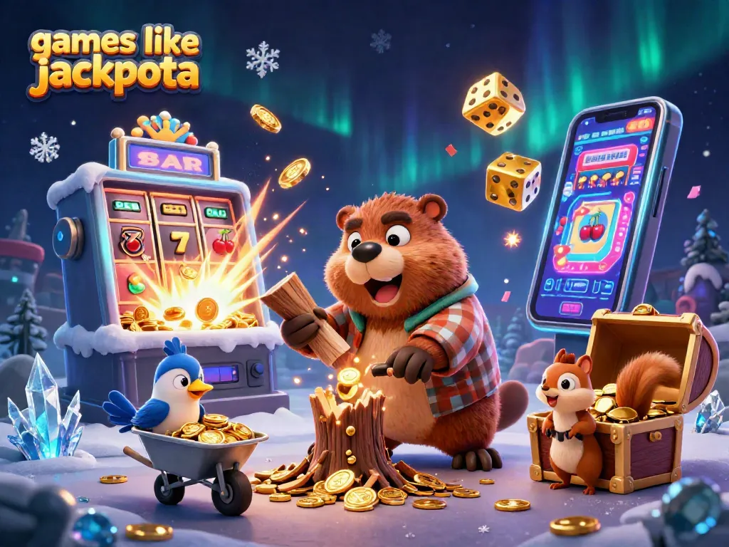 Play exciting casino games like jackpota with animated characters collecting coins in a vibrant scene