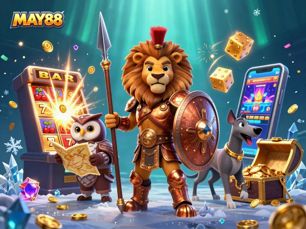 MAY88 engages players in thrilling casino adventures with vibrant slot visuals and dynamic characters.