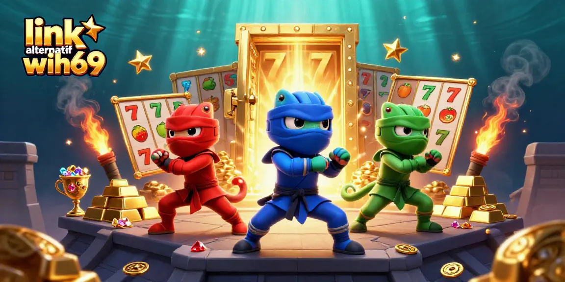 Dapatkan link alternatif wih69 untuk bermain game slot gacor dengan karakter chameleon ninja dalam ilustrasi 3D yang menarik.