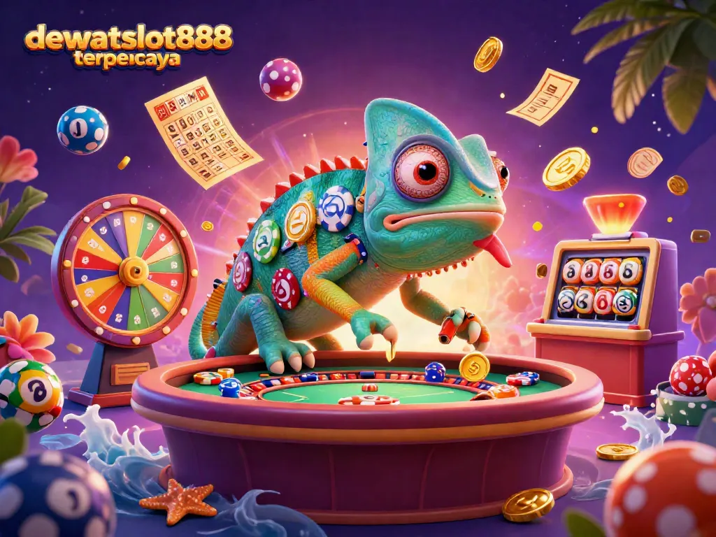 Permainan capsa susun dengan DEWATASLOT888 terpercaya yang menyenangkan ditampilkan dalam ilustrasi 3D.