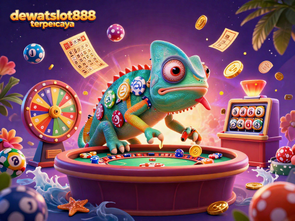 Permainan capsa susun dengan DEWATASLOT888 terpercaya yang menyenangkan ditampilkan dalam ilustrasi 3D.